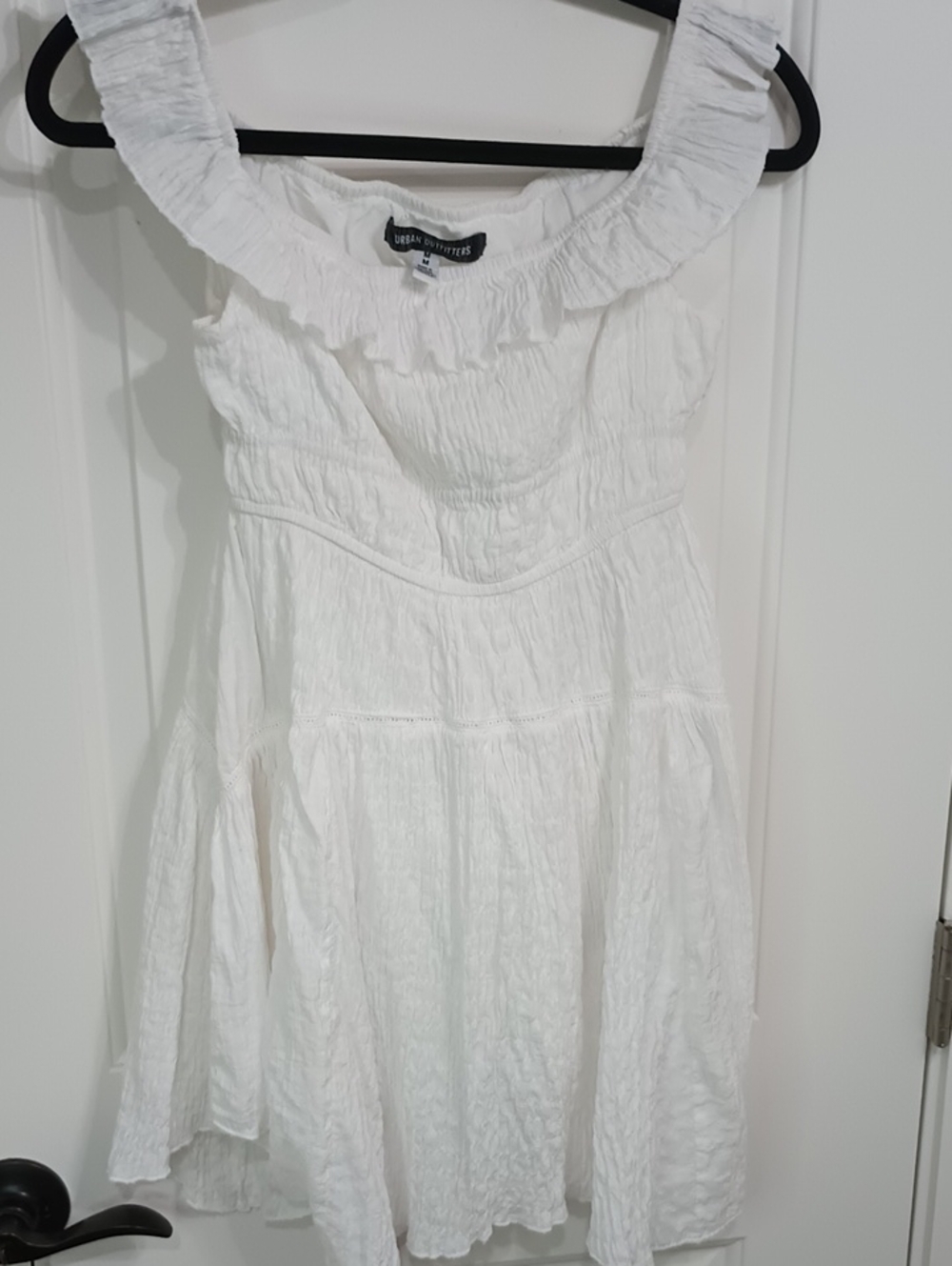 Urban Outfitters White Ruffle Neck Mini Dress